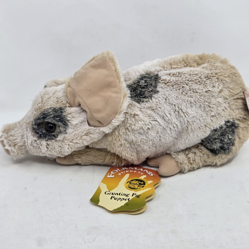 Folkmanis Grunting Pig Hand Puppet 14" Full Body Plush Toy w/Realistic Sound NWT